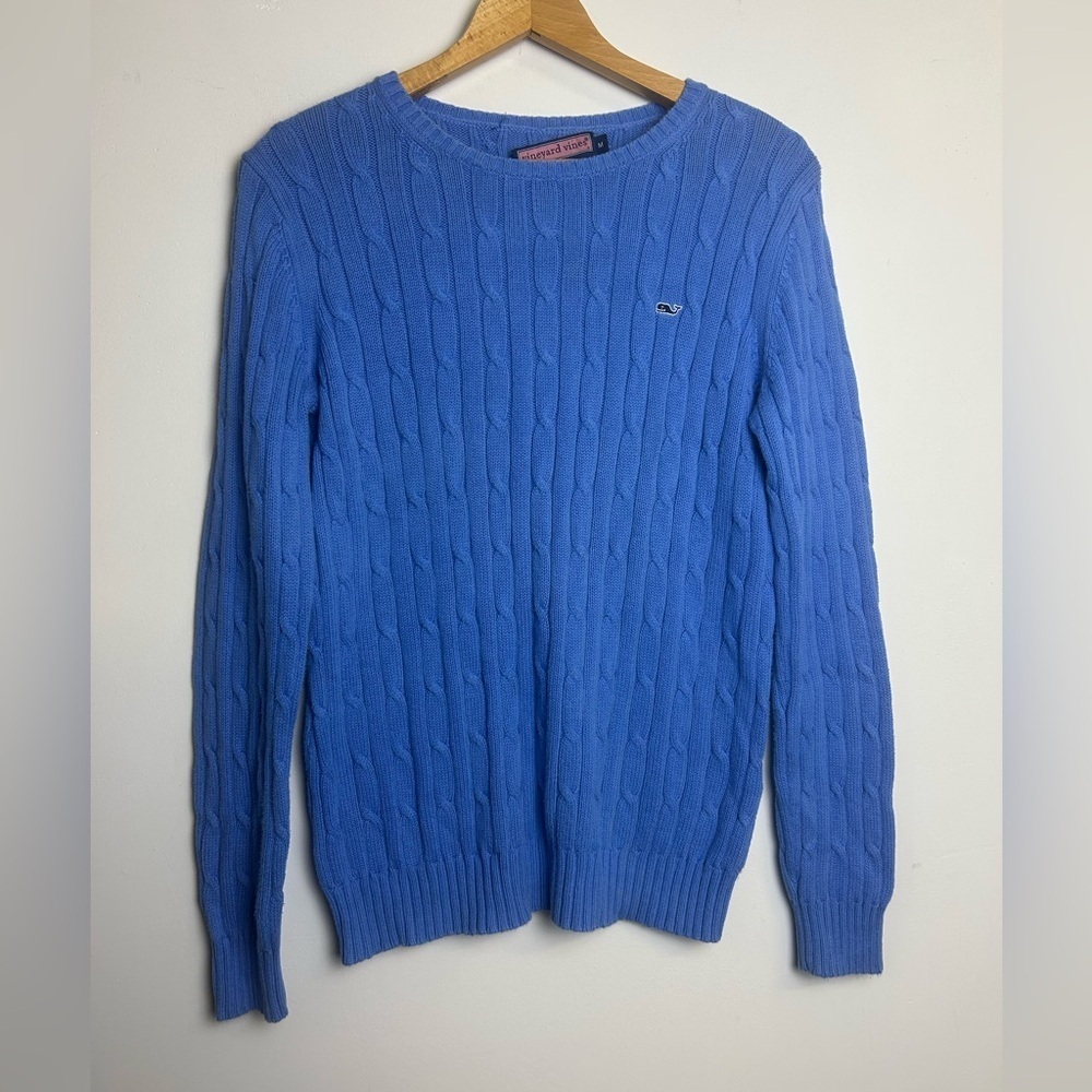 Vineyard vines Cable knit pullover sweater Size M Olf Money Blue Womens